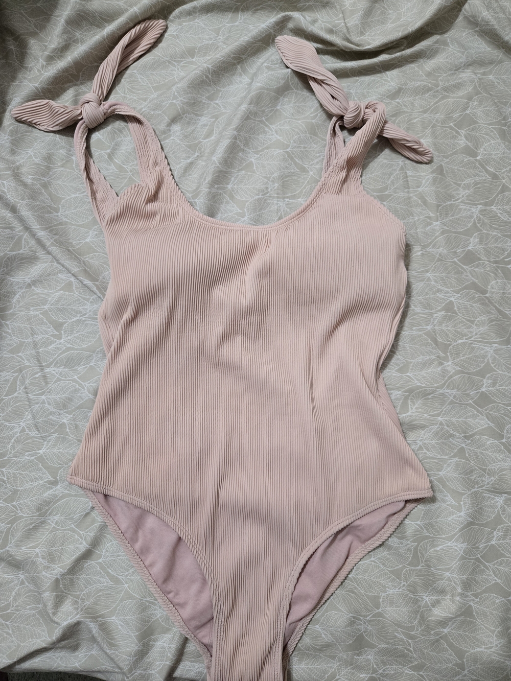Kensie Pink Ribbed Tie-Shoulder One-Piece Swimsuit